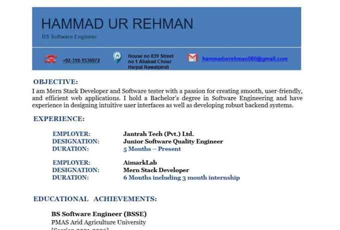 write a modern resume CV and linkedin profile